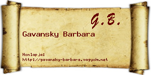 Gavansky Barbara névjegykártya
